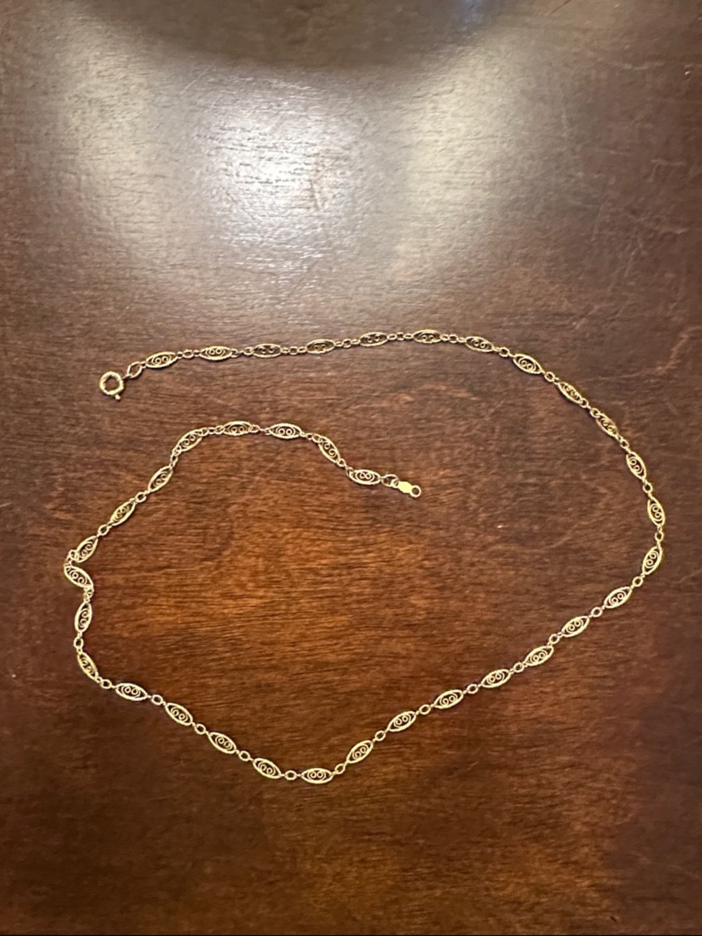 Vintage 12k filled Filigree Link Necklace - 18”